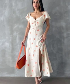Orange Pattern Dress - Medium, Orange