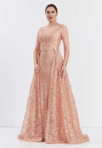 Maxi Lace Gown Regular Prom Dress with removable extension