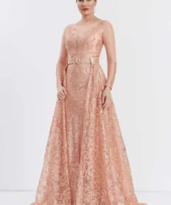 Maxi Lace Gown Regular Prom Dress with removable extension