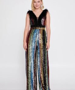 Sleeveless Sequin Evening Jumpsuit