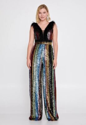 Sleeveless Sequin Evening Jumpsuit