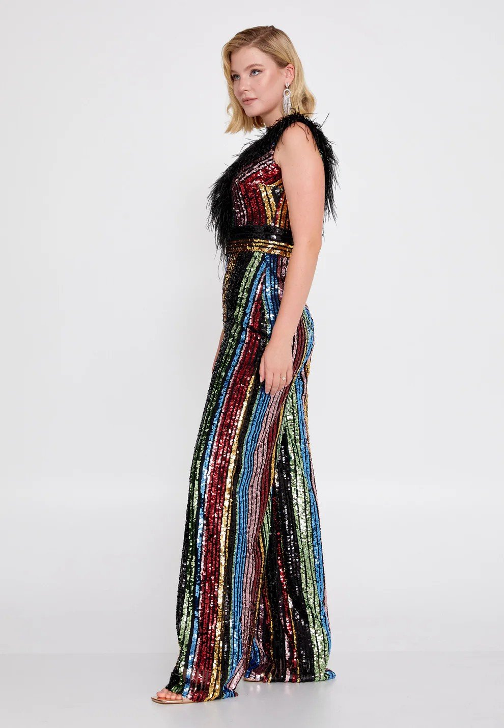 Sleeveless Sequin Evening Jumpsuit - Image 3