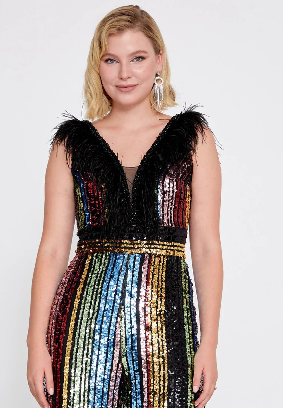 Sleeveless Sequin Evening Jumpsuit - Image 4