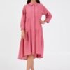 Long Sleeve Midi Crepe Column Regular Casual Dress