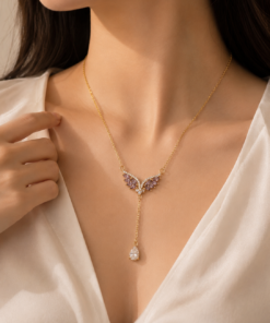 Alternative view of Angel Wing Purple Necklace
