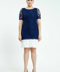 Short Sleeve Mini Lace Column Plus Size Casual Dress