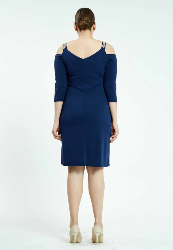 Long Sleeve Maxi Lycra Column Plus Size Casual Dress - Image 4
