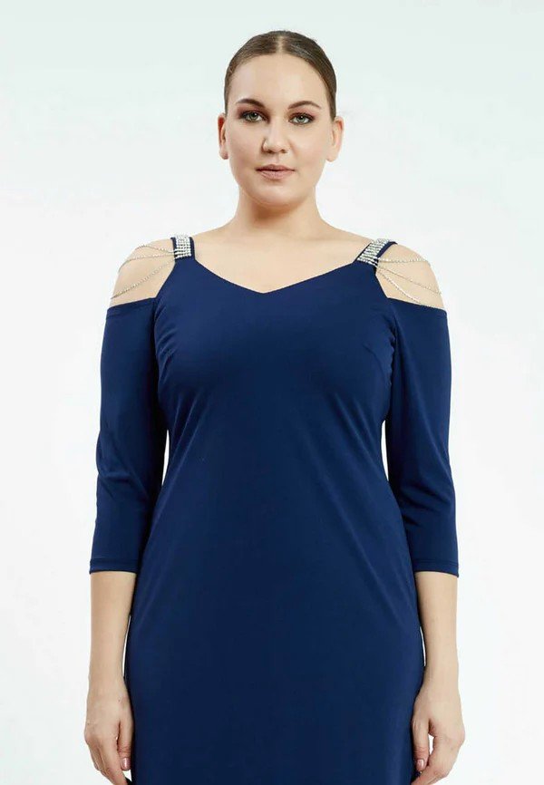 Long Sleeve Maxi Lycra Column Plus Size Casual Dress - Image 2