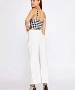 Alternative view of Gingham Crop Top for Women – Sleeveless Corset Style Zip Front Bustier