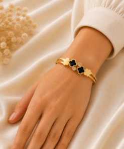 Alternative view of Gold Clover Bangle