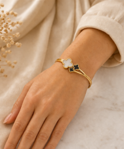 Alternative view of Gold Clover Bangle