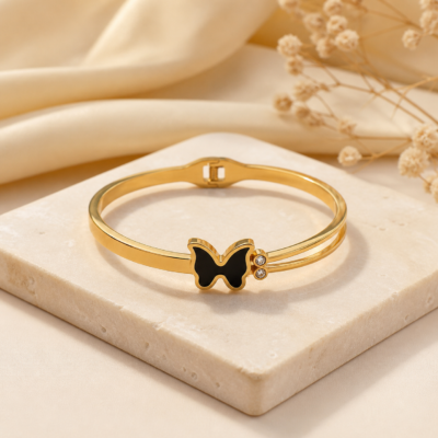 Black butterfly bangle