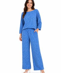 Blue Printed Relaxed Fit Two-Piece Set