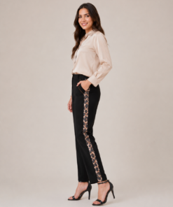 Leopard Stripe Regular-Fit Pants