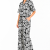 Black & White Printed Viscose Top & Pants Set (Co-Ord Set)
