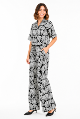 Black & White Printed Viscose Top & Pants Set (Co-Ord Set)
