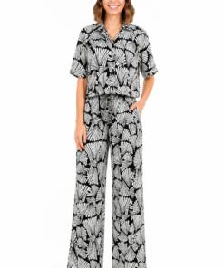 Alternative view of Black & White Printed Viscose Wide Leg Pants
