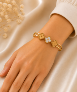 Alternative view of Gold Clover Bangle
