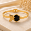 Gold Butterfly Geometric Bangle