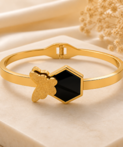 Gold Butterfly Geometric Bangle