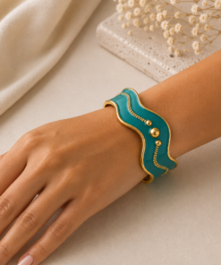 Alternative view of Turquoise Gold Cuff Bangle