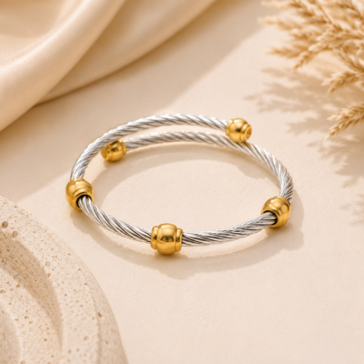Twisted Cable Stainless Steel Bangle