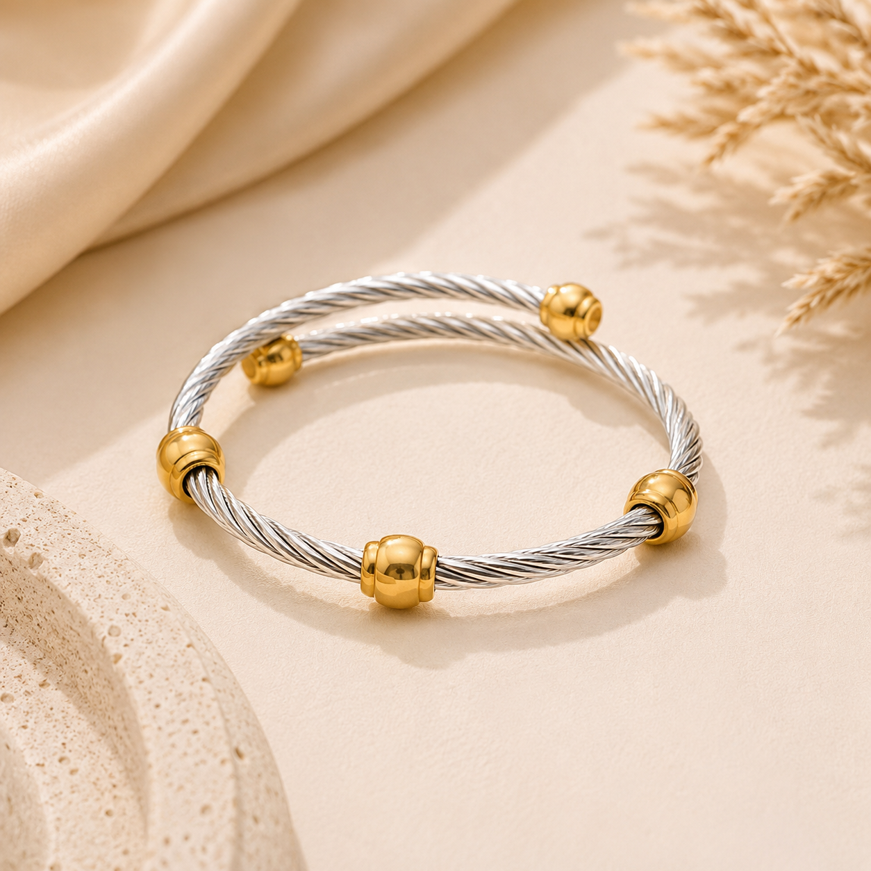 Twisted Cable Stainless Steel Bangle