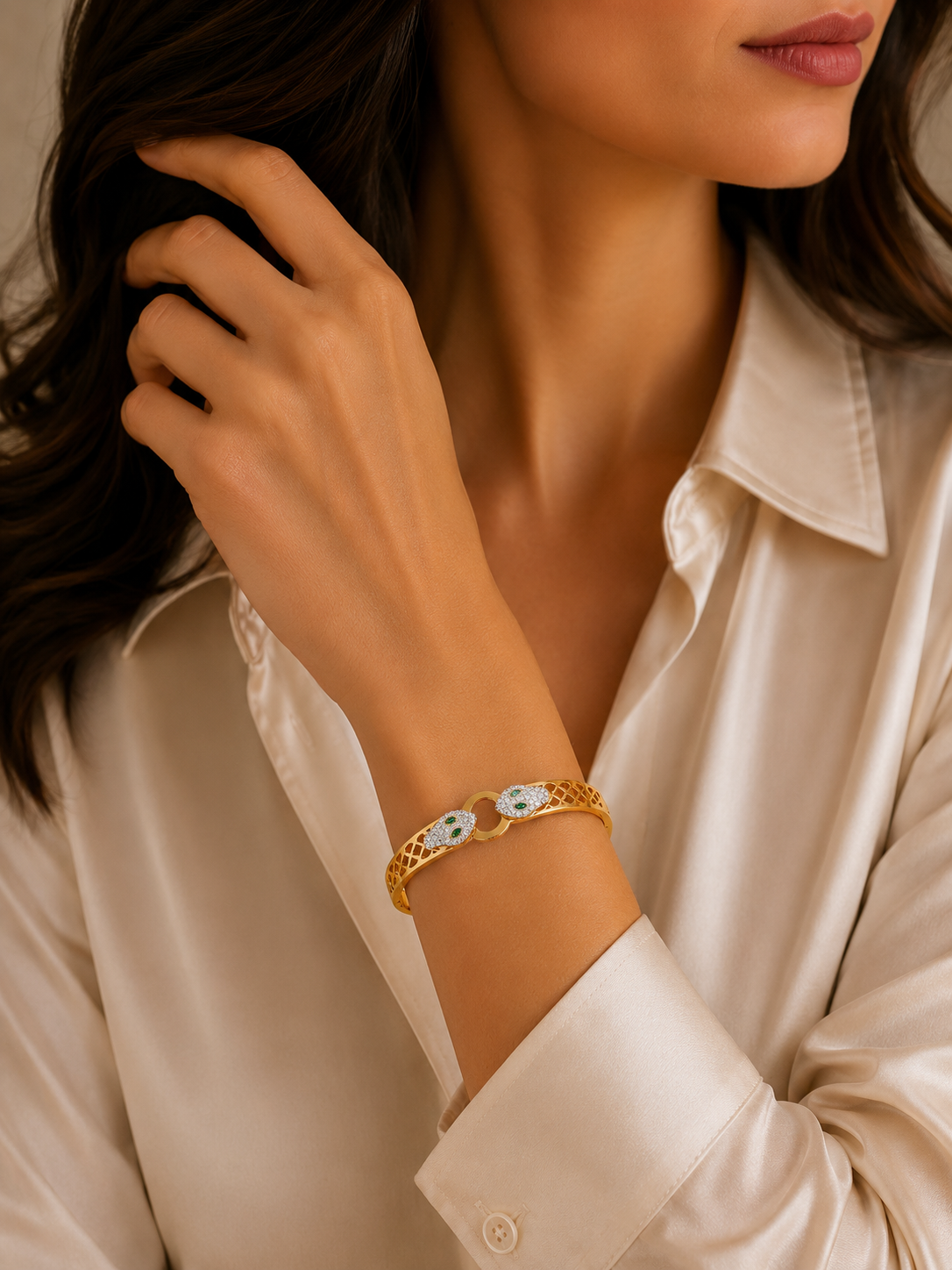 Elegant Crystal Horseshoe Bangle - Image 2
