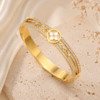 Elegant Clover Crystal Stainless Steel Bangle