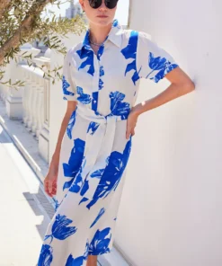 Alternative view of Blue Bloom Belted Midi Dress