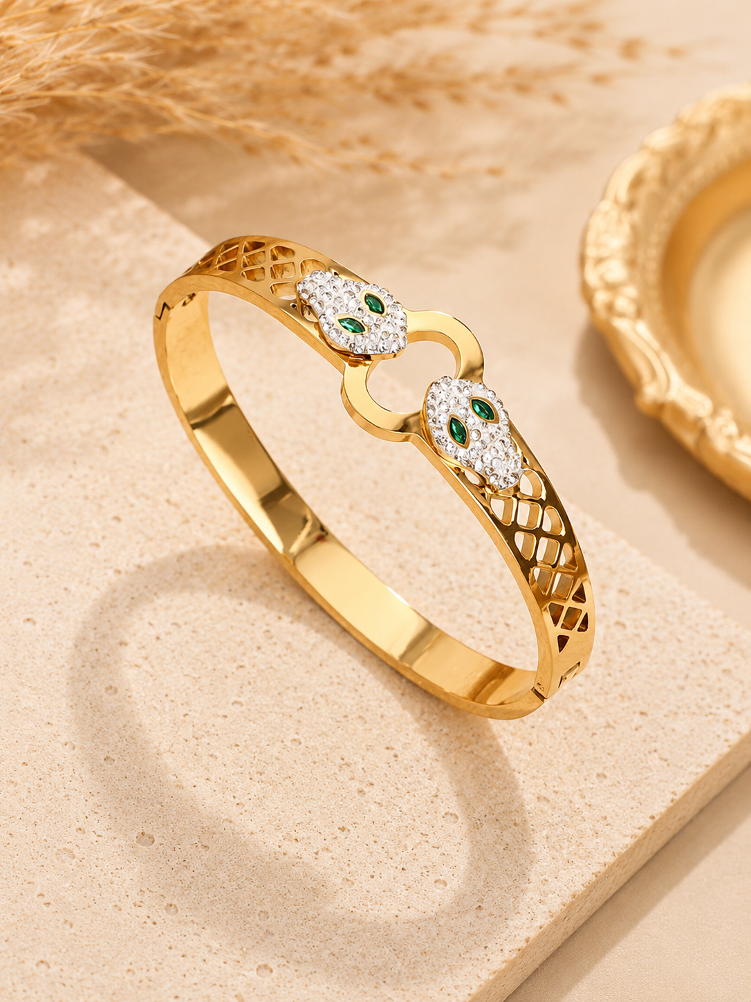 Elegant Crystal Horseshoe Bangle