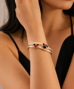 Alternative view of Mickey & Minnie Crystal Stainless Steel Bangle