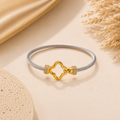 Clover Cable Stainless Steel Bangle